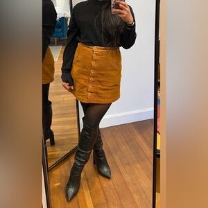 Marine Layer Tan Corduroy Skirt with Button Detail